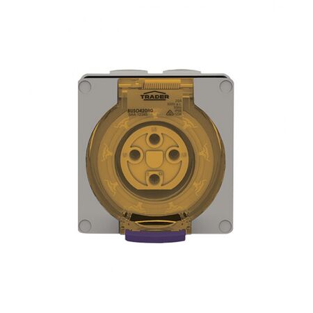 Socket Outlet IP66 20A 500V 4 Round Pin Buffalo Grey Trader