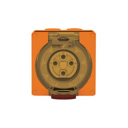 Socket Outlet IP66 20A 500V 4 Round Pin Buffalo Orange Trader