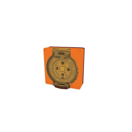 Socket Outlet IP66 20A 250V 3 Flat Pin Buffalo Orange Trader