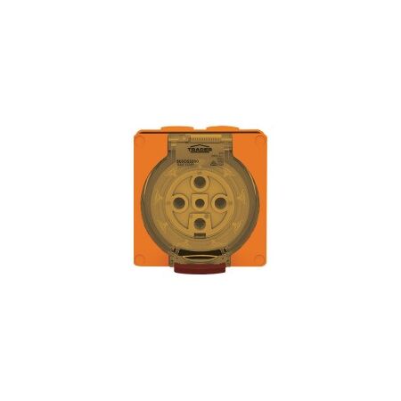 Socket Outlet IP66 20A 250V 3 Flat Pin Buffalo Orange Trader