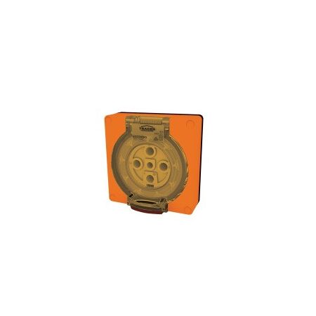 Socket Outlet IP66 20A 250V 3 Flat Pin Buffalo Orange Trader