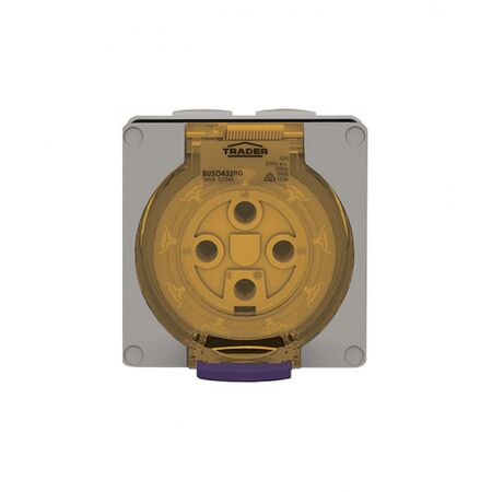 Socket Outlet IP66 32A 500V 4 Round Pin Buffalo Grey Trader
