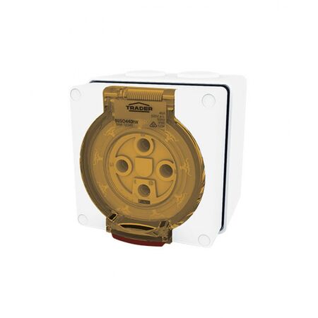 Socket Outlet IP66 40A 500V 4 Round Pin Buffalo White Trader