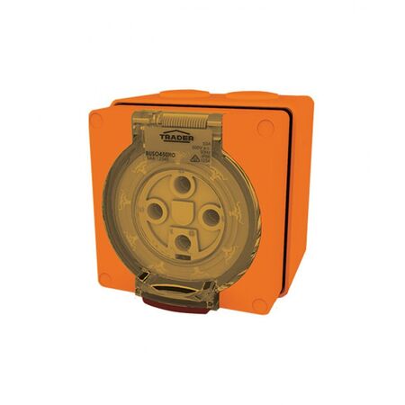 Socket Outlet IP66 50A 500V 4 Round Pin Buffalo Orange Trader