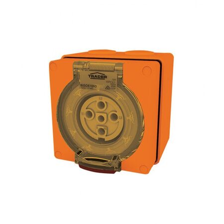 Socket Outlet IP66 10A 500V 5 Round Pin Buffalo Orange Trader