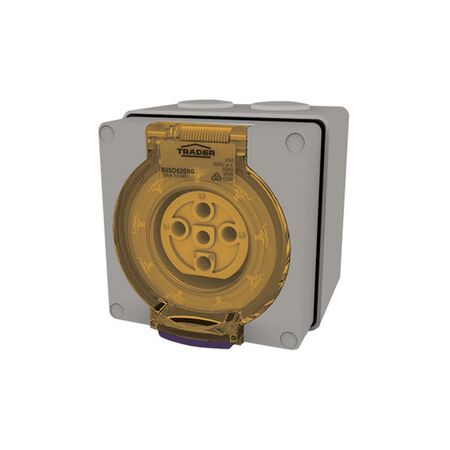 Socket Outlet IP66 20A 500V 5 Round Pin Buffalo Grey Trader