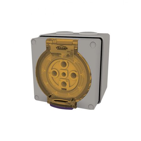 Socket Outlet IP66 40A 500V 5 Round Pin Buffalo Grey Trader