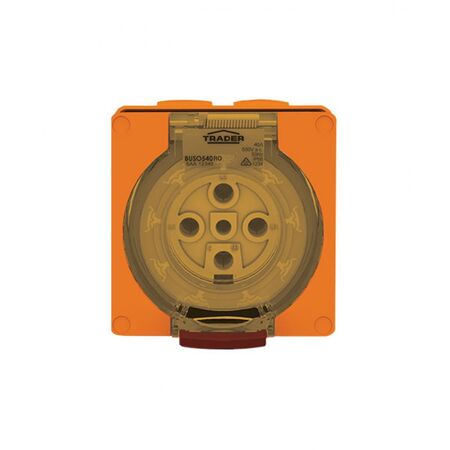 Socket Outlet IP66 40A 500V 5 Round Pin Buffalo Orange Trader