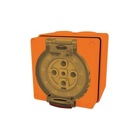Socket Outlet IP66 50A 500V 5 Round Pin Buffalo Orange Trader