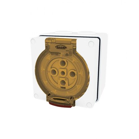 Socket Outlet IP66 50A 500V 5 Round Pin Buffalo White Trader