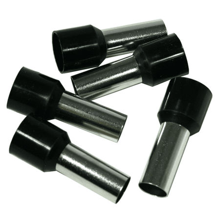 Single Cord End Ferrule 25mm² x 25mm Black Pack of 100 Eltech
