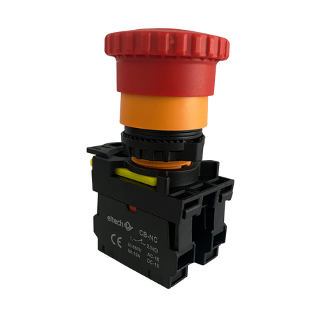 Emergency Stop Button 40mm Mushroom Twist 1NO+1NC Metal Eltech