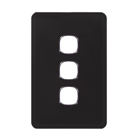 Switch Plate Glass 3 Gang Grid & Cover Senoa Black Trader