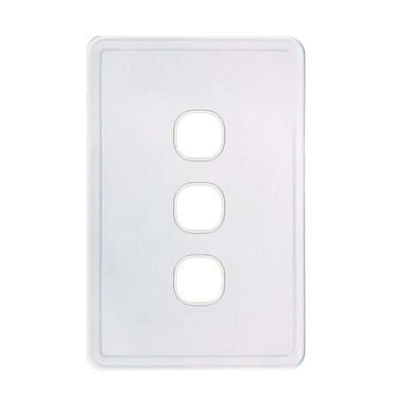 Switch Plate Glass 3 Gang Grid & Cover Senoa White Trader