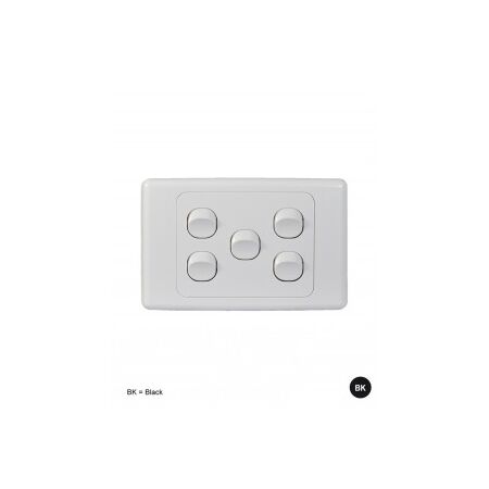 Switch Horizontal 4 Gang 10AX 16A 250V Cougar Black Trader