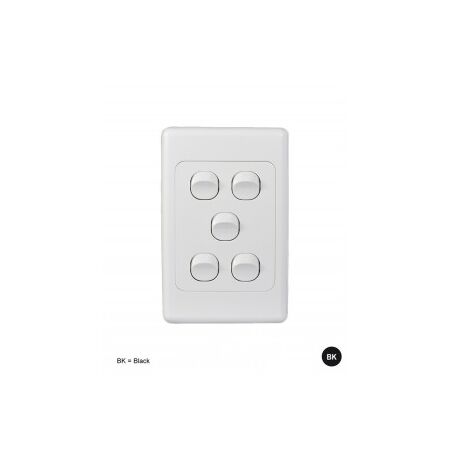 Switch Horizontal 4 Gang 10AX 16A 250V Cougar Black Trader
