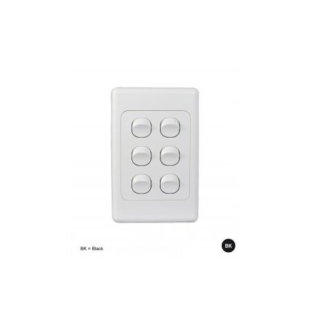 Switch Horizontal 4 Gang 10AX 16A 250V Cougar Black Trader