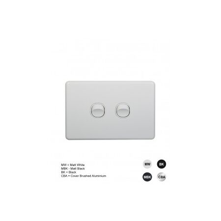 Switch Vertical 2 Gang Slim 10AX Flat Cat Matt Black Trader