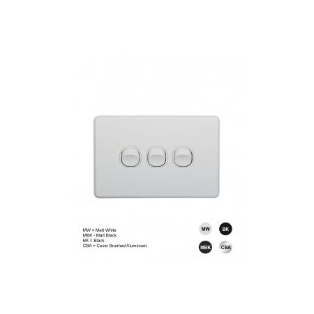 Switch Vertical 2 Gang Slim 10AX Flat Cat Matt Black Trader