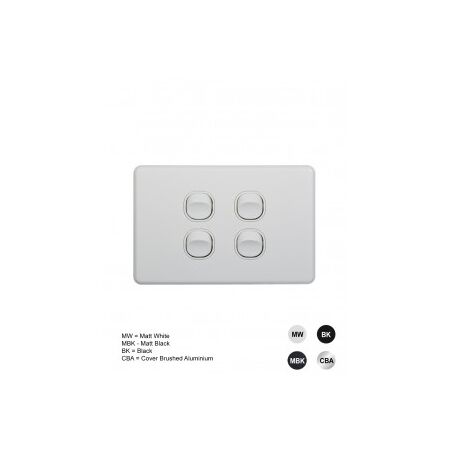 Switch Vertical 2 Gang Slim 10AX Flat Cat Matt Black Trader