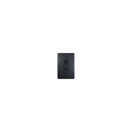 Switch Vertical 2 Gang Slim 10AX Flat Cat Matt Black Trader