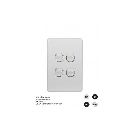 Switch Vertical 2 Gang Slim 10AX Flat Cat Matt Black Trader