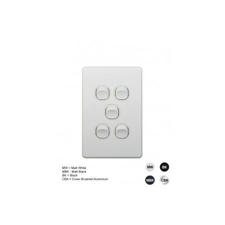 Switch Vertical 2 Gang Slim 10AX Flat Cat Matt Black Trader