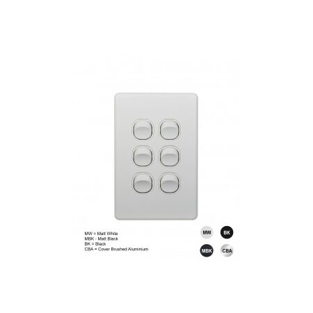 Switch Vertical 2 Gang Slim 10AX Flat Cat Matt Black Trader