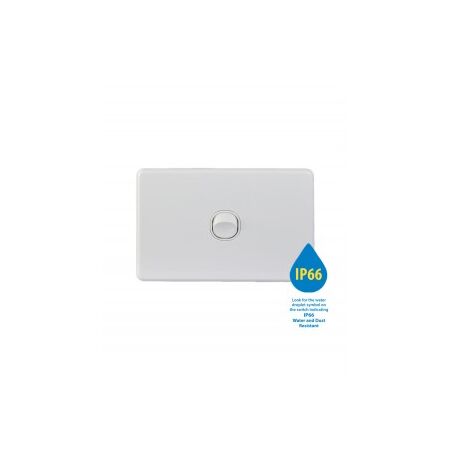 Switch Vertical 2 Gang 10AX 250V IP66 Puma White Trader