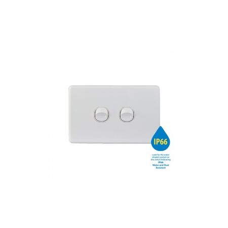 Switch Vertical 2 Gang 10AX 250V IP66 Puma White Trader