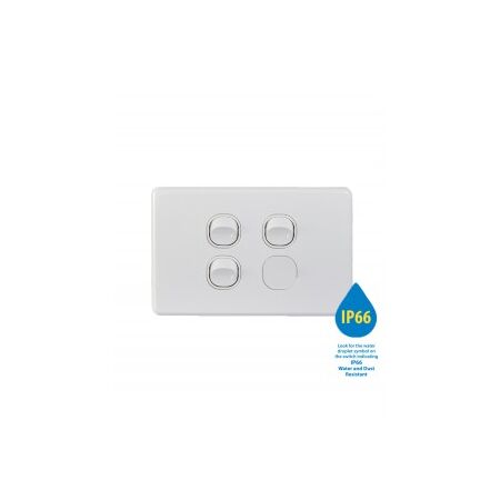 Switch Vertical 2 Gang 10AX 250V IP66 Puma White Trader