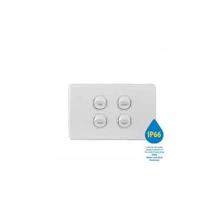 Switch Vertical 2 Gang 10AX 250V IP66 Puma White Trader