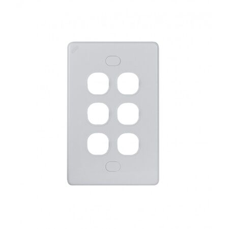 Switch Plate 6 Gang Vandal Proof Puma White Trader