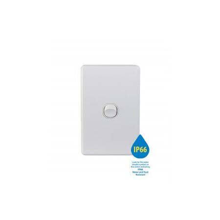 Switch Vertical 2 Gang 10AX 250V IP66 Puma White Trader