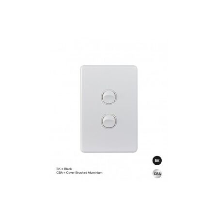 Switch Vertical 2 Gang 10AX 250V IP66 Puma White Trader