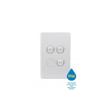 Switch Vertical 2 Gang 10AX 250V IP66 Puma White Trader