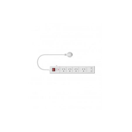 Powerboard Switched 6 Outlet 2400W Surge Protection White Trader