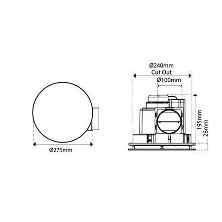 Exhaust fan round no light 290 cutout