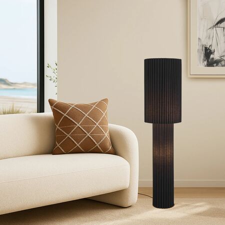 Floor Lamp 2 Light E27 Foot Switch 1400mm Beige Alcona Telbix