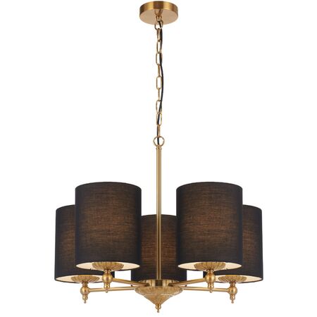 Pendant Light 5 Light E27 650mm Antique Gold Black Argos Telbix