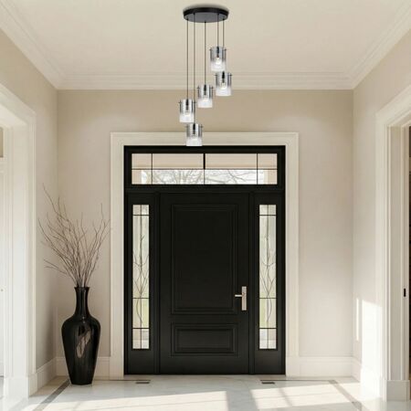 Pendant Light 5 Light LED 16W 4000K Black Smoke Crevil Telbix