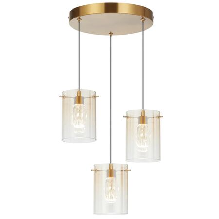 Pendant Light 3 Light LED 12W 4000K Antique Gold Amber Crevil Telbix