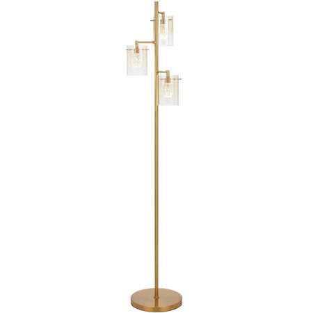 Floor Lamp 3 Light LED 10W 4000K Antique Gold Amber Crevil Telbix