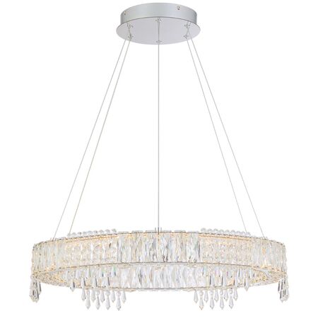 Pendant Light 1 Tier LED 46W Tri-Colour Gold Crystal Erika Telbix