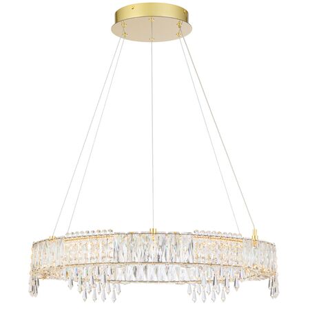 Pendant Light 1 Tier LED 46W Tri-Colour Chrome Crystal Erika Telbix
