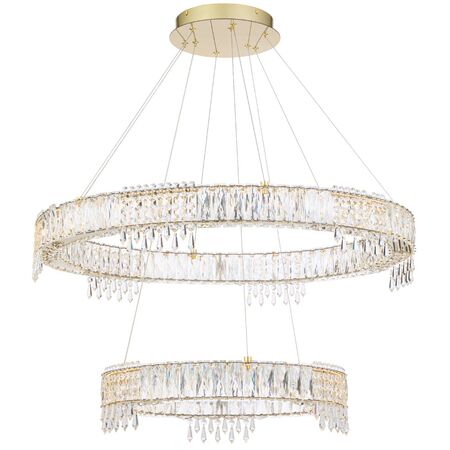 Pendant Light 2 Tier LED 74W Tri-Colour Chrome Crystal Erika Telbix