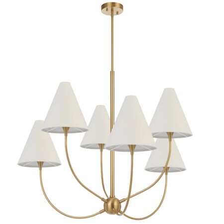 Pendant Light 6 Light E14 1030mm Antique Gold Ivory Farnix Telbix