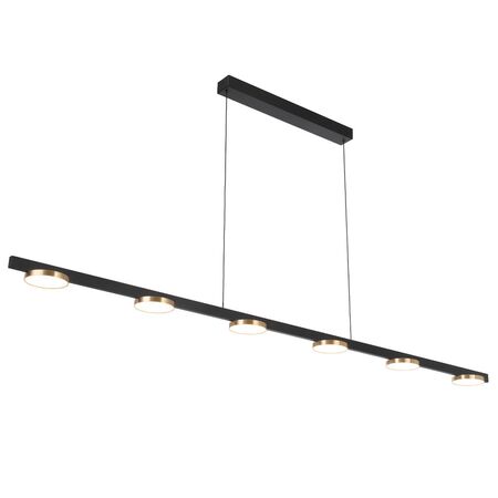 Pendant Light LED 30W 3000K Dimmable 1800mm Black Gold Fordo Telbix