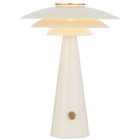 Table Lamp E27 Base Dimmer Glossy Beige Matt Gold Halvik Telbix