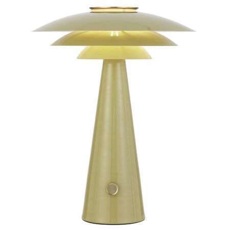 Table Lamp E27 Base Dimmer Glossy Beige Matt Gold Halvik Telbix
